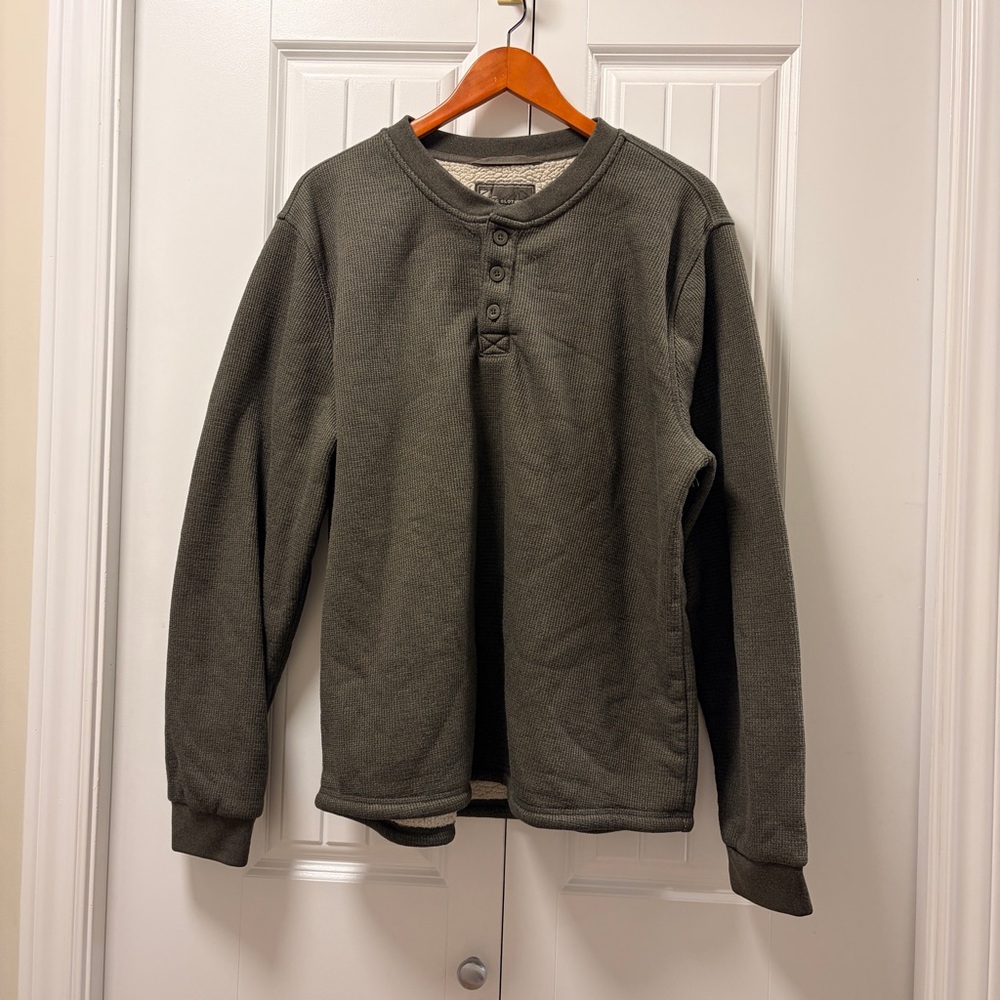BC Clothing Fleece-Lined Sherpa Henley Green – XL